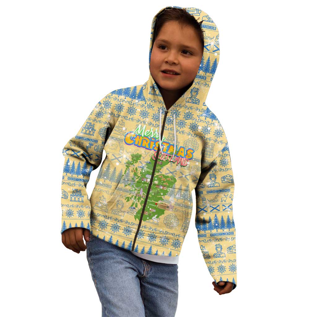 Merry Christmas Scotland Kid Hoodie Xmas Travel Map - Wonder Print Shop