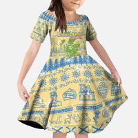 Merry Christmas Scotland Kid Short Sleeve Dress Xmas Travel Map - Wonder Print Shop