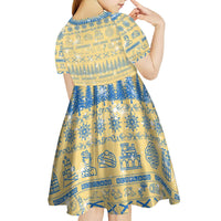 Merry Christmas Scotland Kid Short Sleeve Dress Xmas Travel Map - Wonder Print Shop