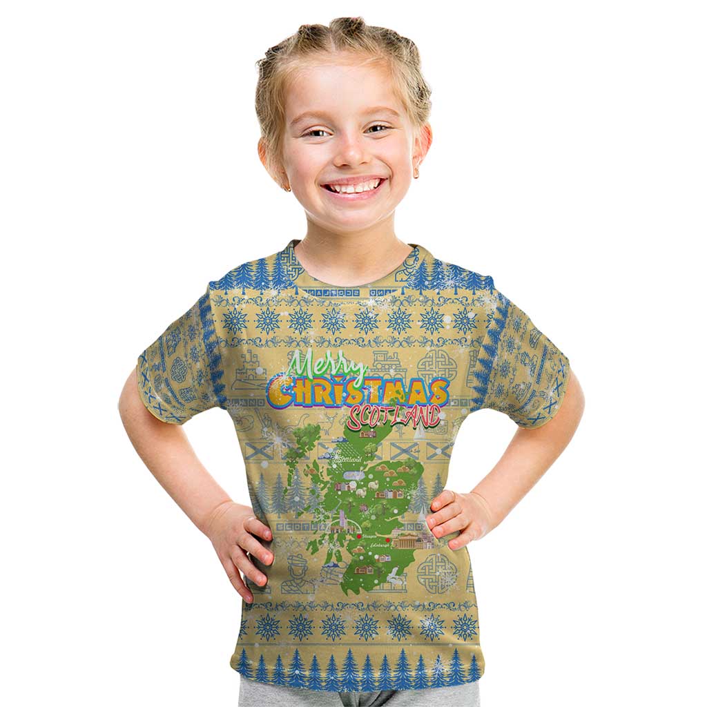 Merry Christmas Scotland Kid T Shirt Xmas Travel Map - Wonder Print Shop