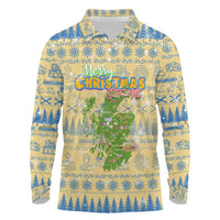 Merry Christmas Scotland Long Sleeve Polo Shirt Xmas Travel Map - Wonder Print Shop