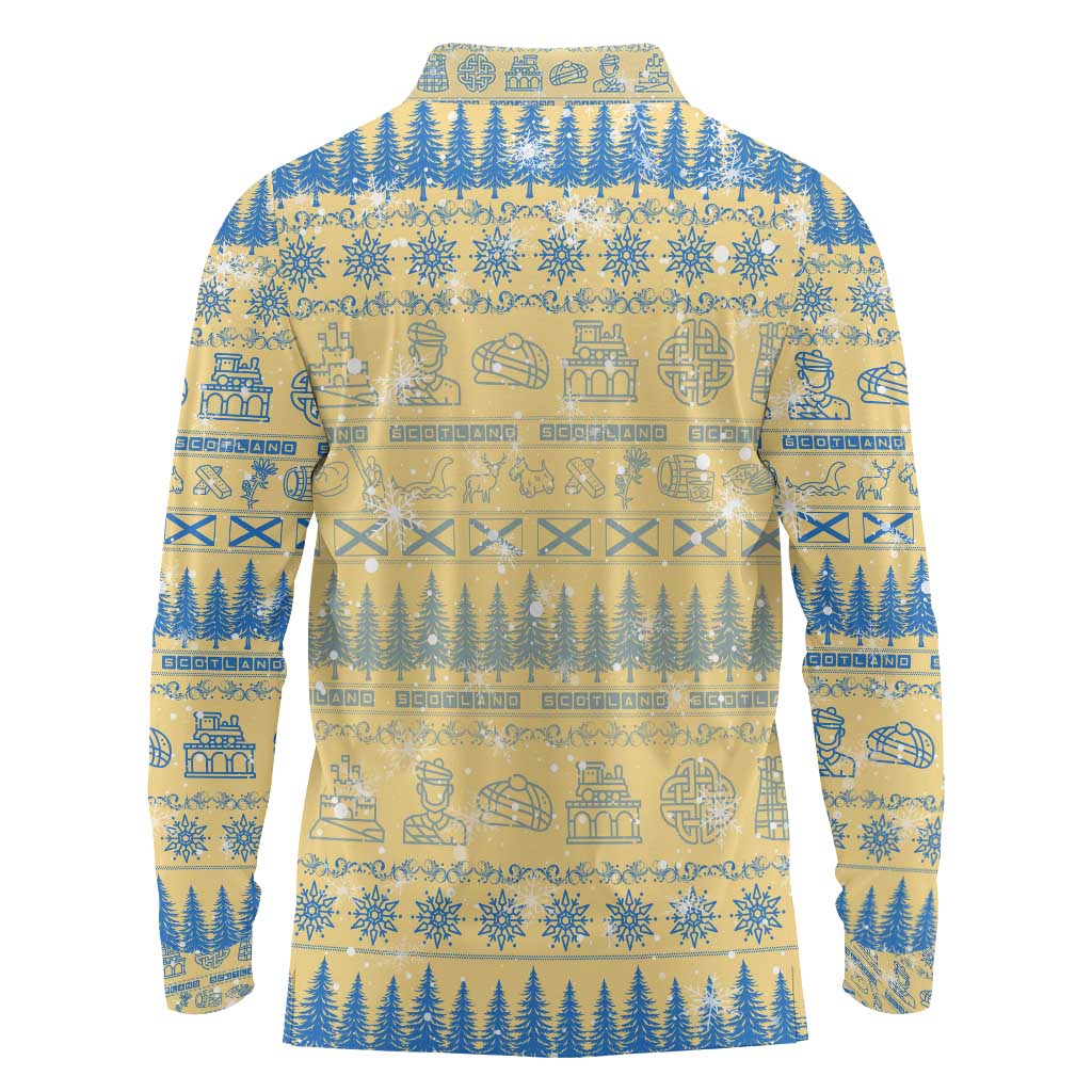 Merry Christmas Scotland Long Sleeve Polo Shirt Xmas Travel Map - Wonder Print Shop