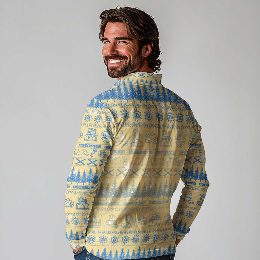 Merry Christmas Scotland Long Sleeve Polo Shirt Xmas Travel Map - Wonder Print Shop