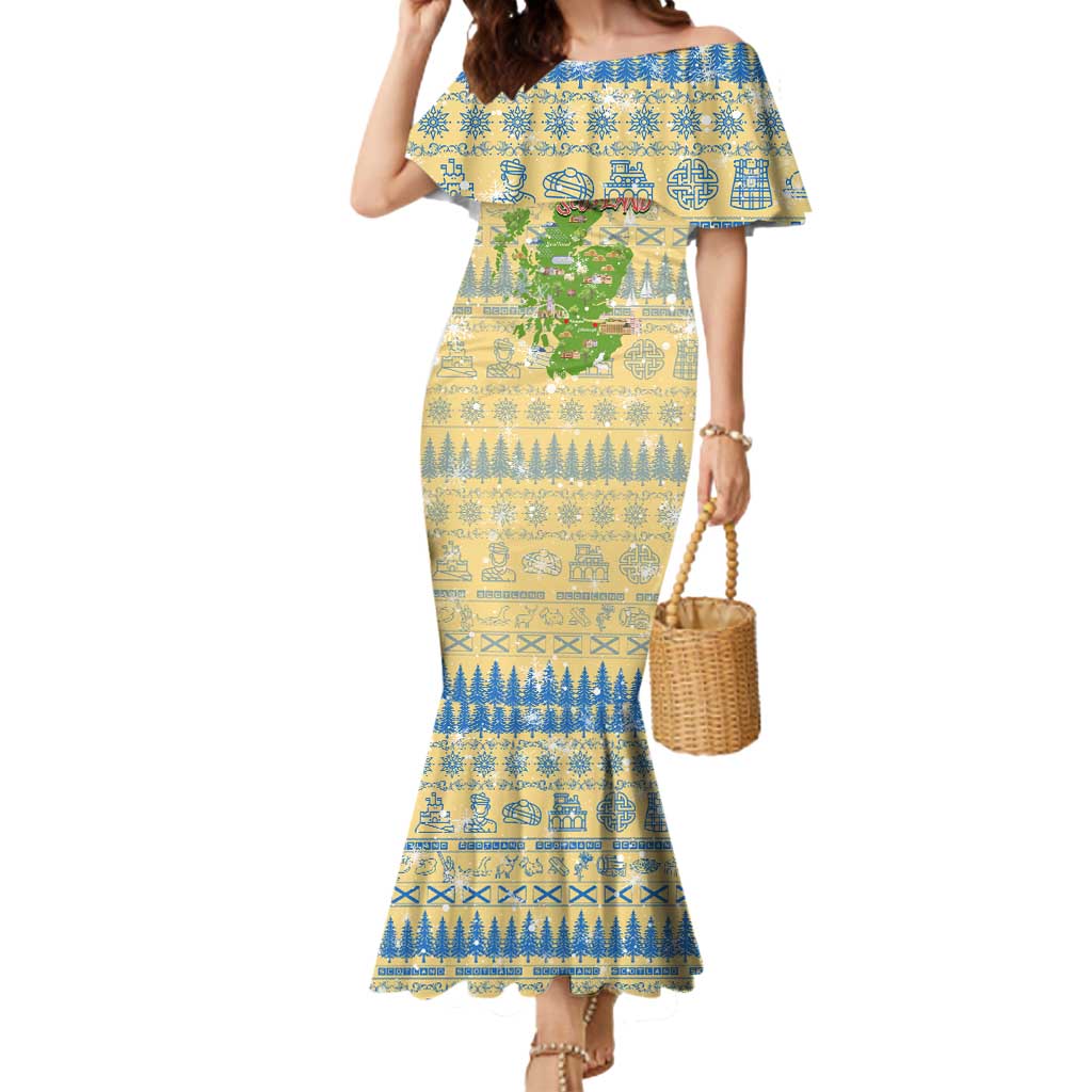 Merry Christmas Scotland Mermaid Dress Xmas Travel Map - Wonder Print Shop