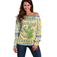 Merry Christmas Scotland Off Shoulder Sweater Xmas Travel Map - Wonder Print Shop