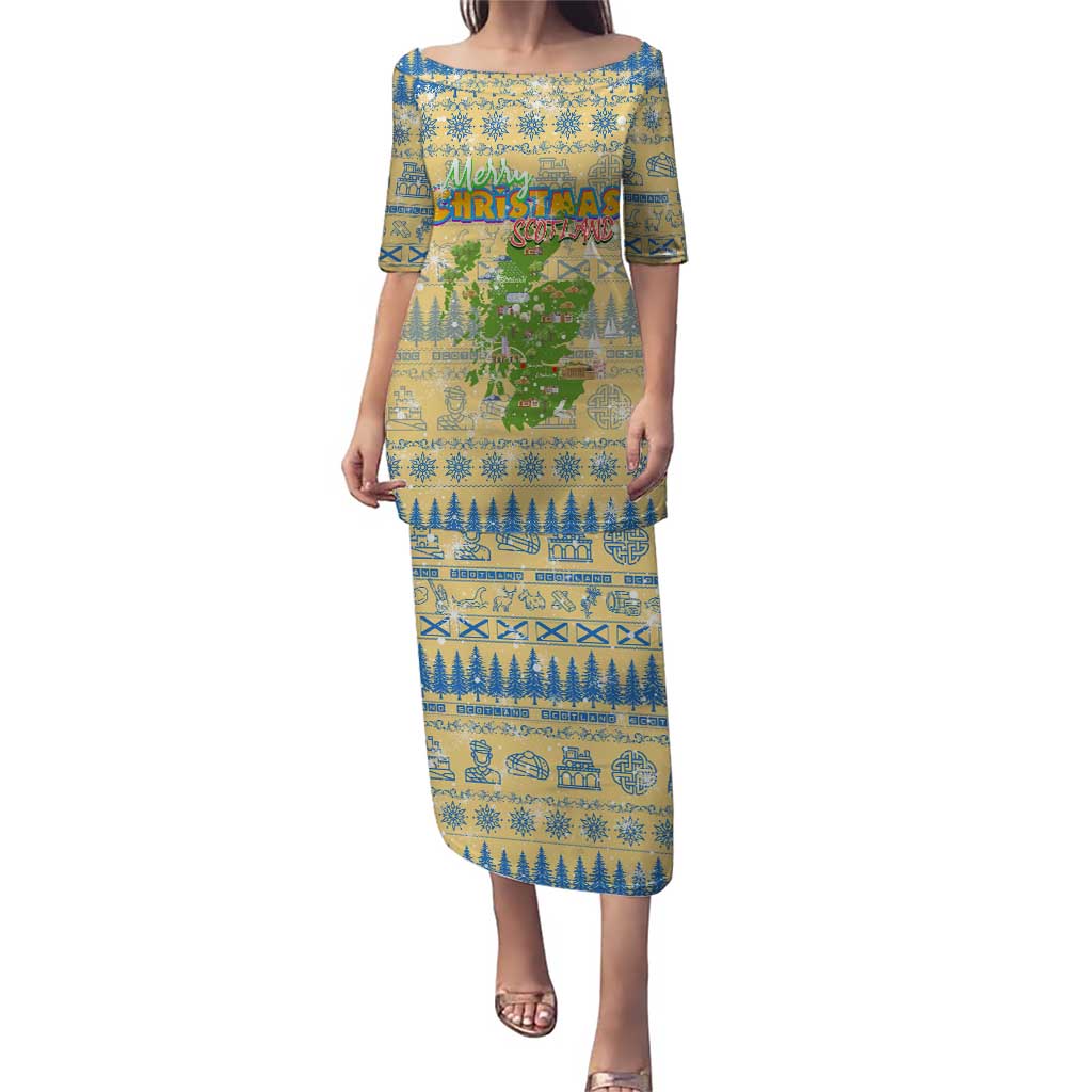 Merry Christmas Scotland Puletasi Xmas Travel Map - Wonder Print Shop