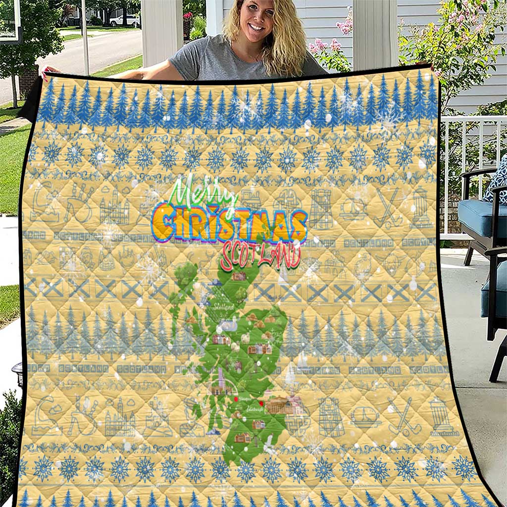 Merry Christmas Scotland Quilt Xmas Travel Map - Wonder Print Shop