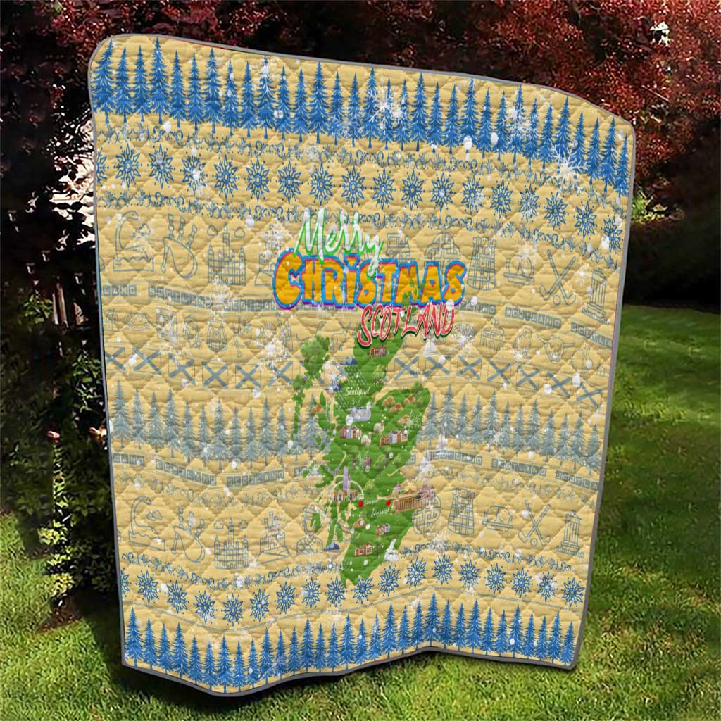 Merry Christmas Scotland Quilt Xmas Travel Map - Wonder Print Shop