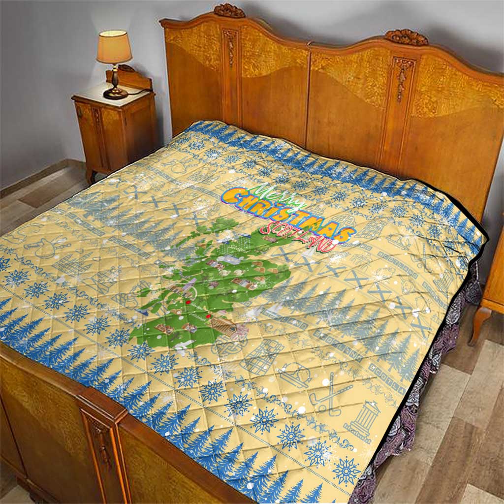 Merry Christmas Scotland Quilt Xmas Travel Map - Wonder Print Shop