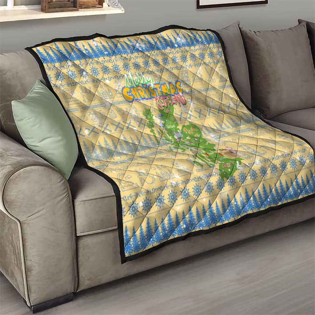 Merry Christmas Scotland Quilt Xmas Travel Map - Wonder Print Shop