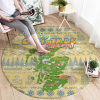 Merry Christmas Scotland Round Carpet Xmas Travel Map - Wonder Print Shop