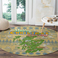 Merry Christmas Scotland Round Carpet Xmas Travel Map - Wonder Print Shop