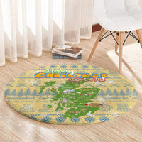 Merry Christmas Scotland Round Carpet Xmas Travel Map - Wonder Print Shop