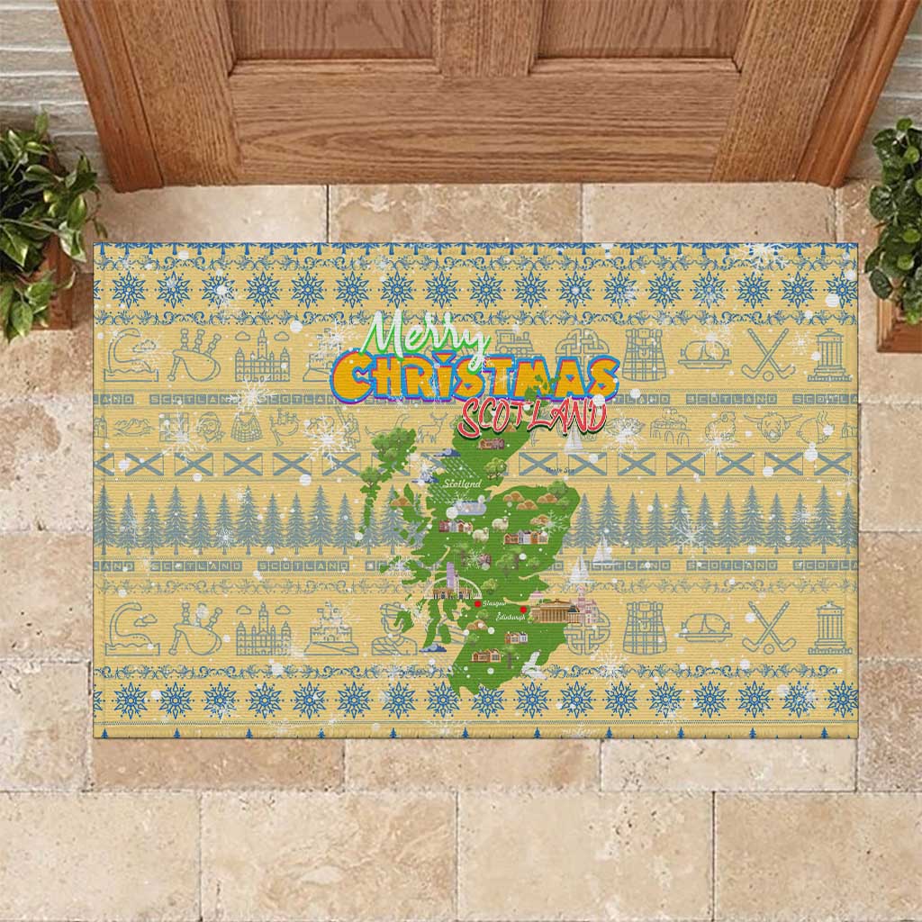 Merry Christmas Scotland Rubber Doormat Xmas Travel Map - Wonder Print Shop