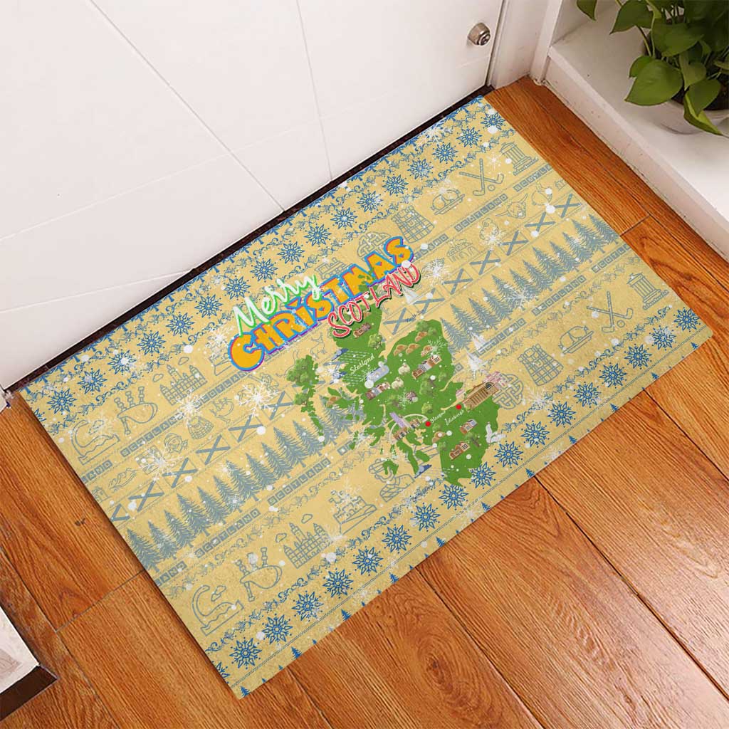 Merry Christmas Scotland Rubber Doormat Xmas Travel Map - Wonder Print Shop