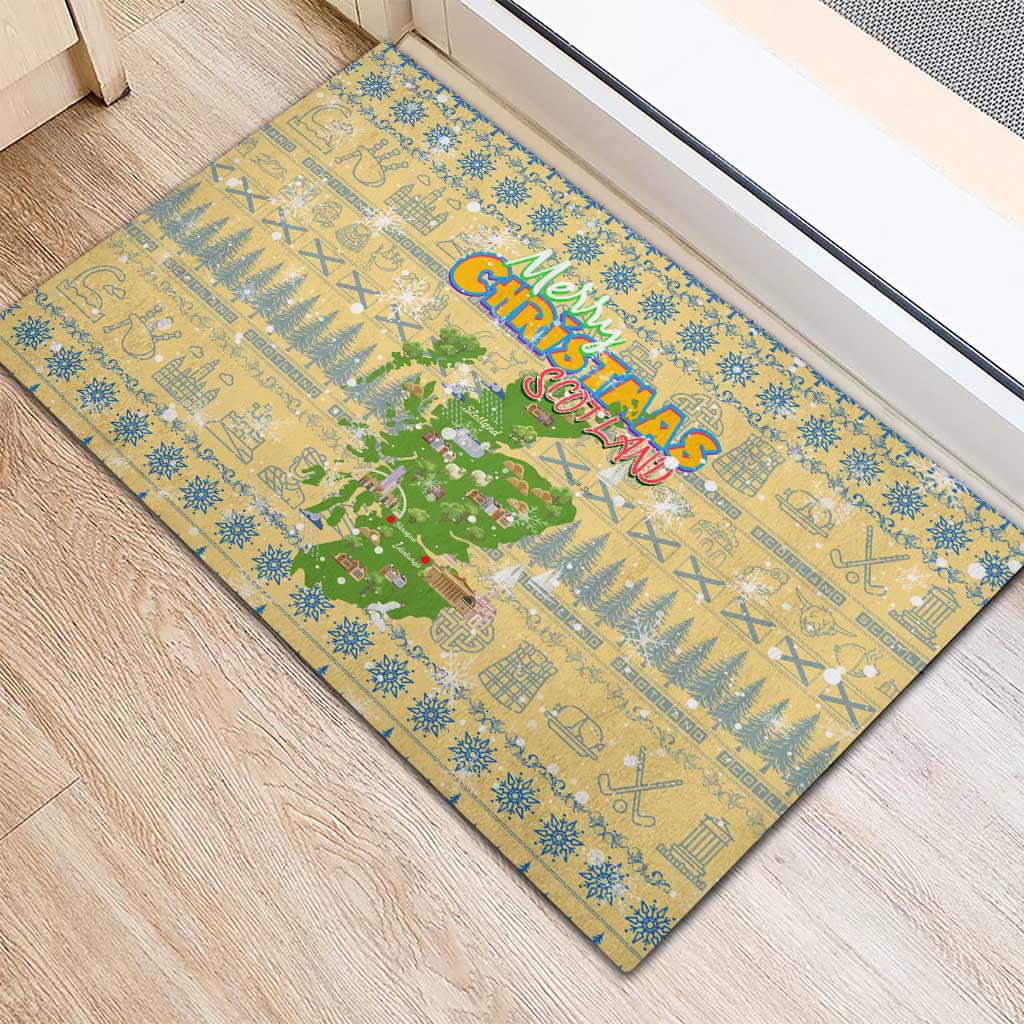 Merry Christmas Scotland Rubber Doormat Xmas Travel Map - Wonder Print Shop