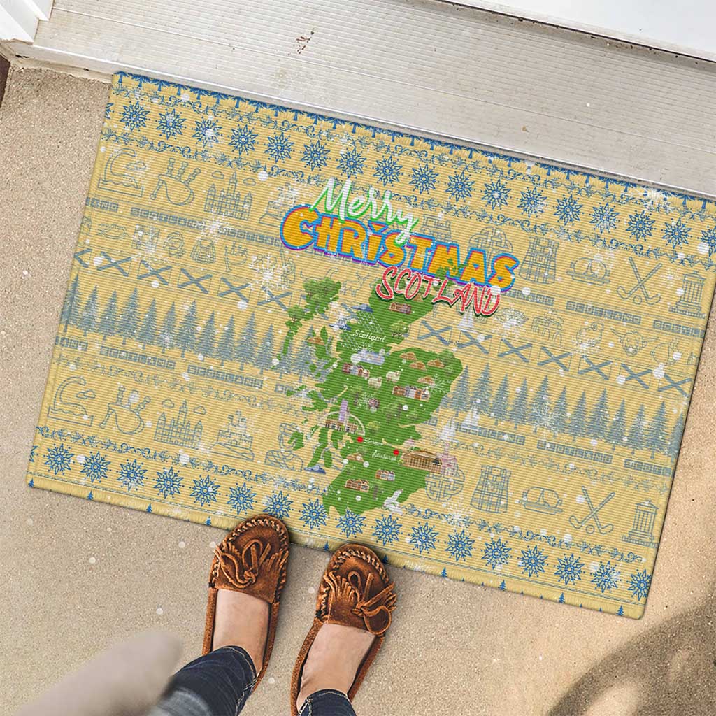 Merry Christmas Scotland Rubber Doormat Xmas Travel Map - Wonder Print Shop