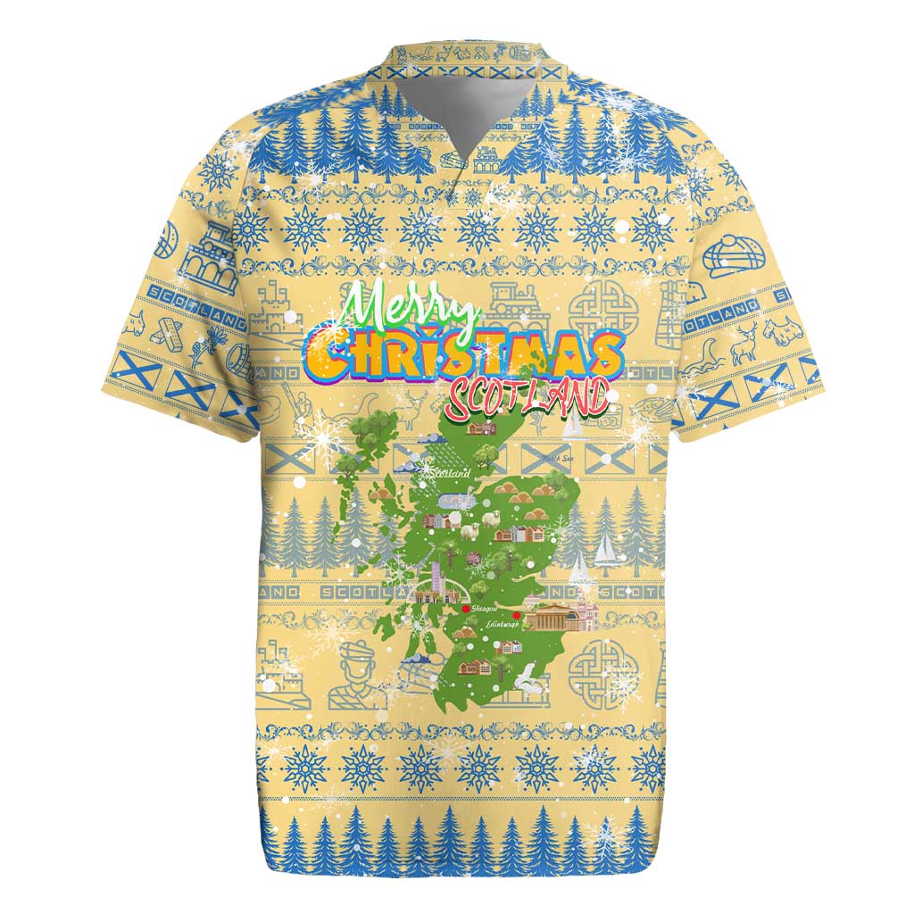 Merry Christmas Scotland Rugby Jersey Xmas Travel Map - Wonder Print Shop