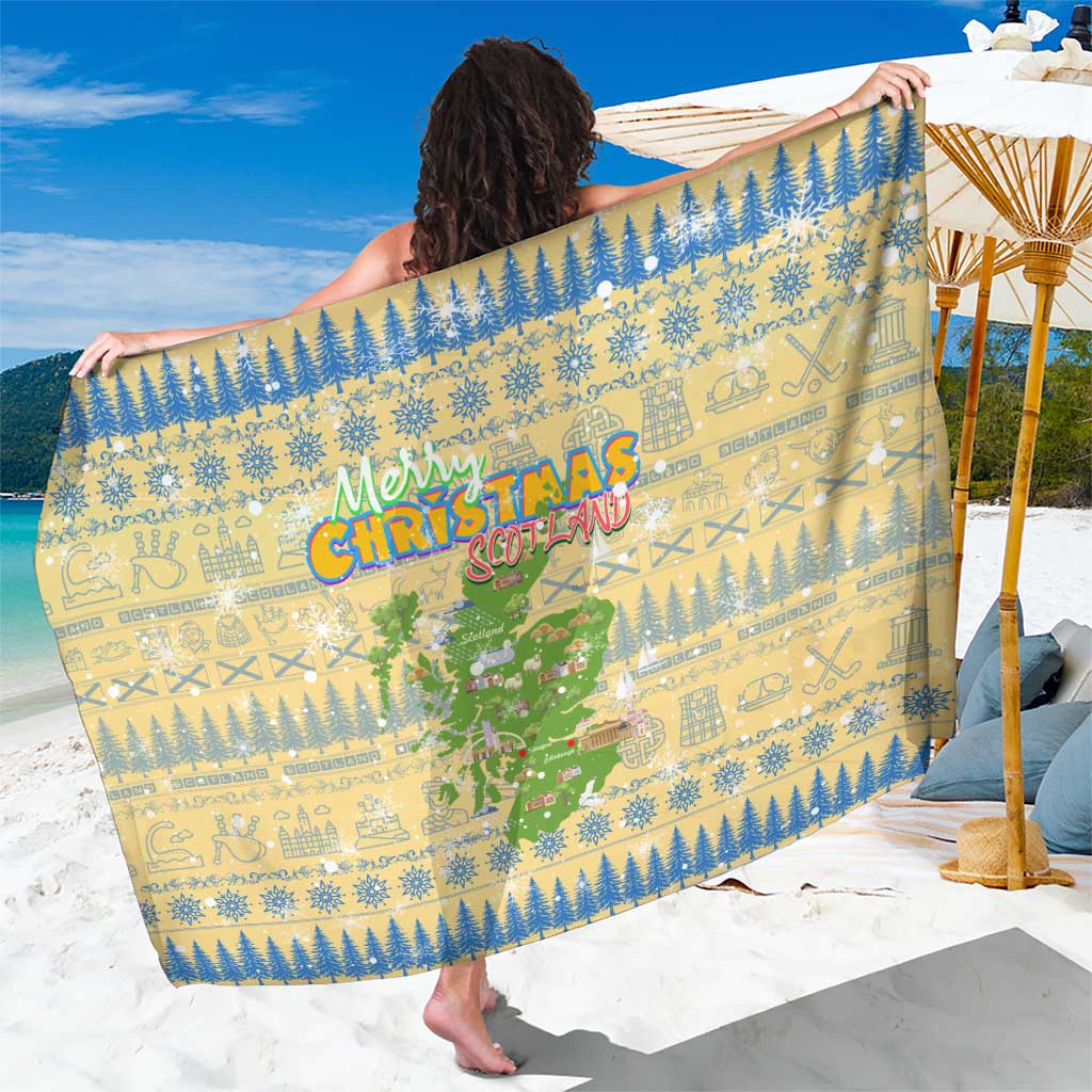 Merry Christmas Scotland Sarong Xmas Travel Map - Wonder Print Shop