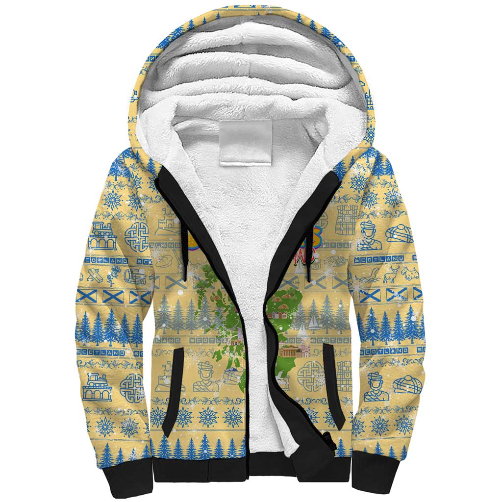 Merry Christmas Scotland Sherpa Hoodie Xmas Travel Map - Wonder Print Shop