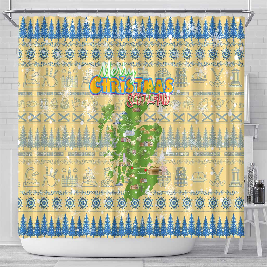 Merry Christmas Scotland Shower Curtain Xmas Travel Map - Wonder Print Shop