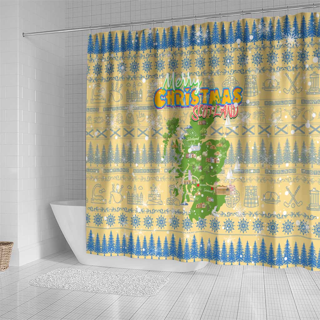 Merry Christmas Scotland Shower Curtain Xmas Travel Map - Wonder Print Shop