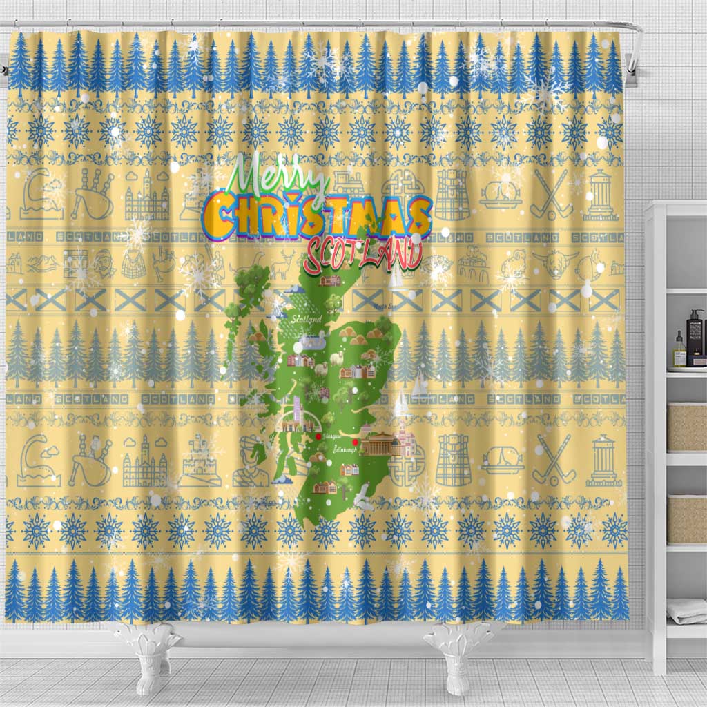 Merry Christmas Scotland Shower Curtain Xmas Travel Map - Wonder Print Shop