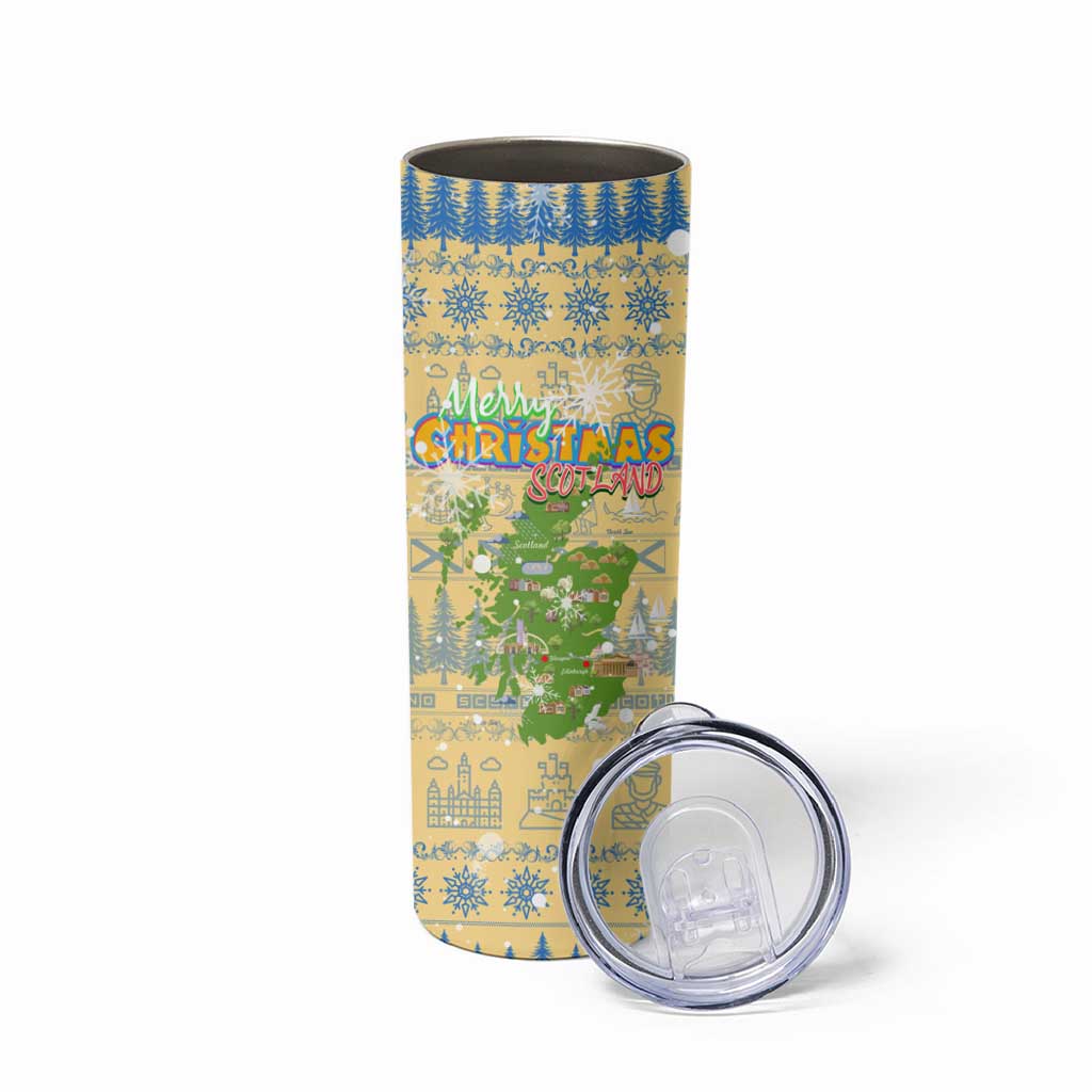 Merry Christmas Scotland Skinny Tumbler Xmas Travel Map - Wonder Print Shop