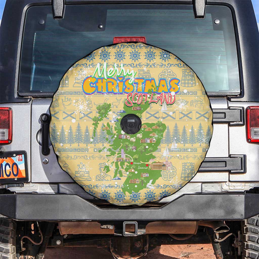 Merry Christmas Scotland Spare Tire Cover Xmas Travel Map - Wonder Print Shop