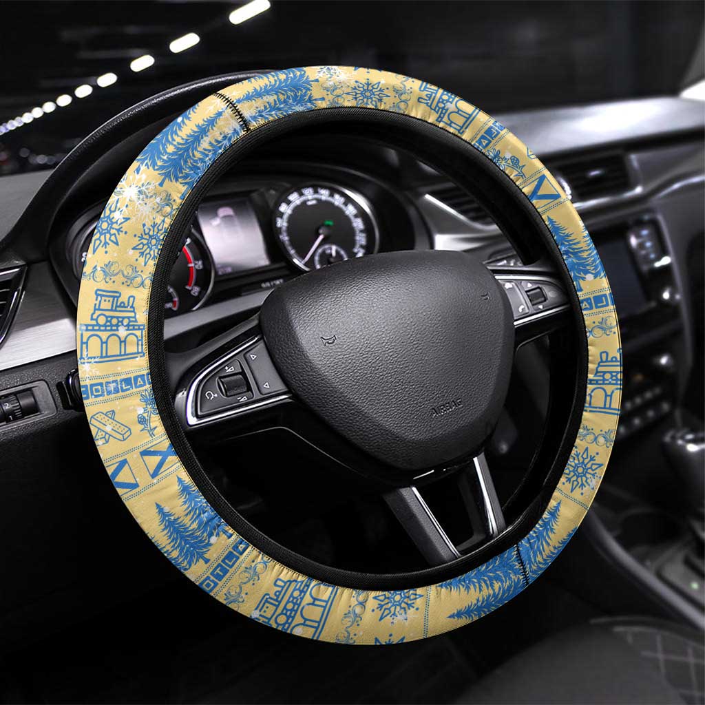Merry Christmas Scotland Steering Wheel Cover Xmas Travel Map - Wonder Print Shop