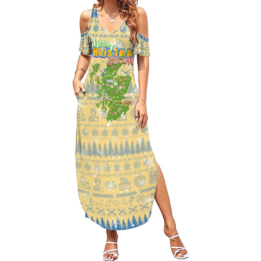 Merry Christmas Scotland Summer Maxi Dress Xmas Travel Map - Wonder Print Shop