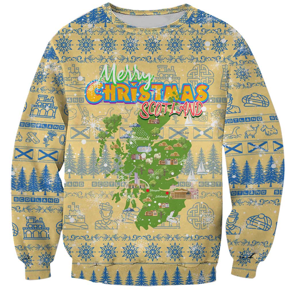 Merry Christmas Scotland Sweatshirt Xmas Travel Map - Wonder Print Shop