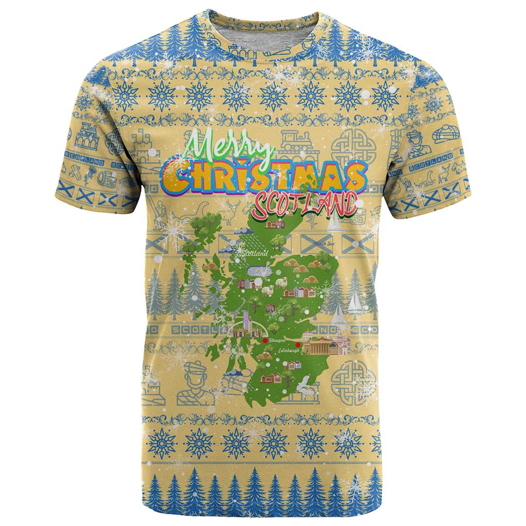 Merry Christmas Scotland T Shirt Xmas Travel Map - Wonder Print Shop