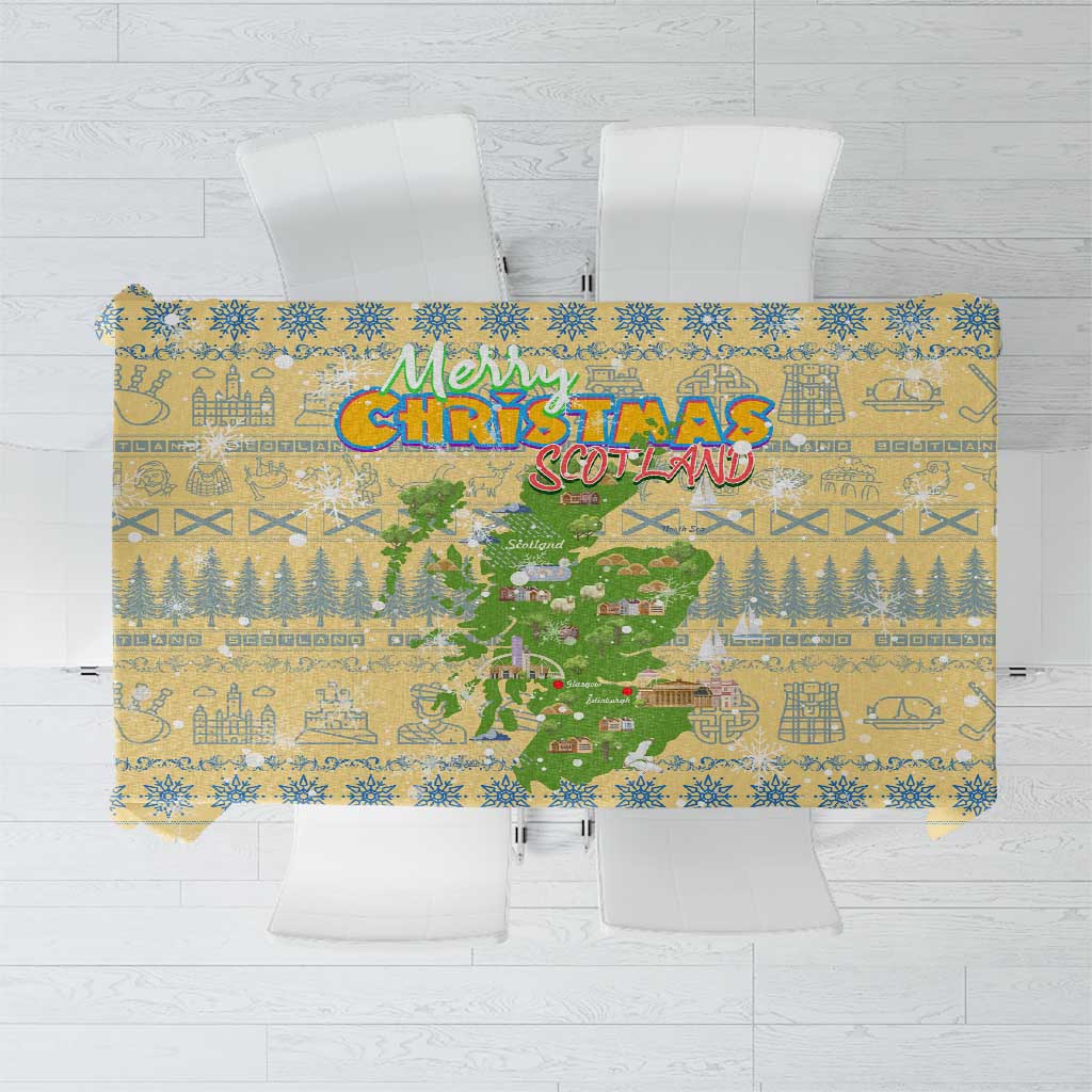 Merry Christmas Scotland Tablecloth Xmas Travel Map - Wonder Print Shop