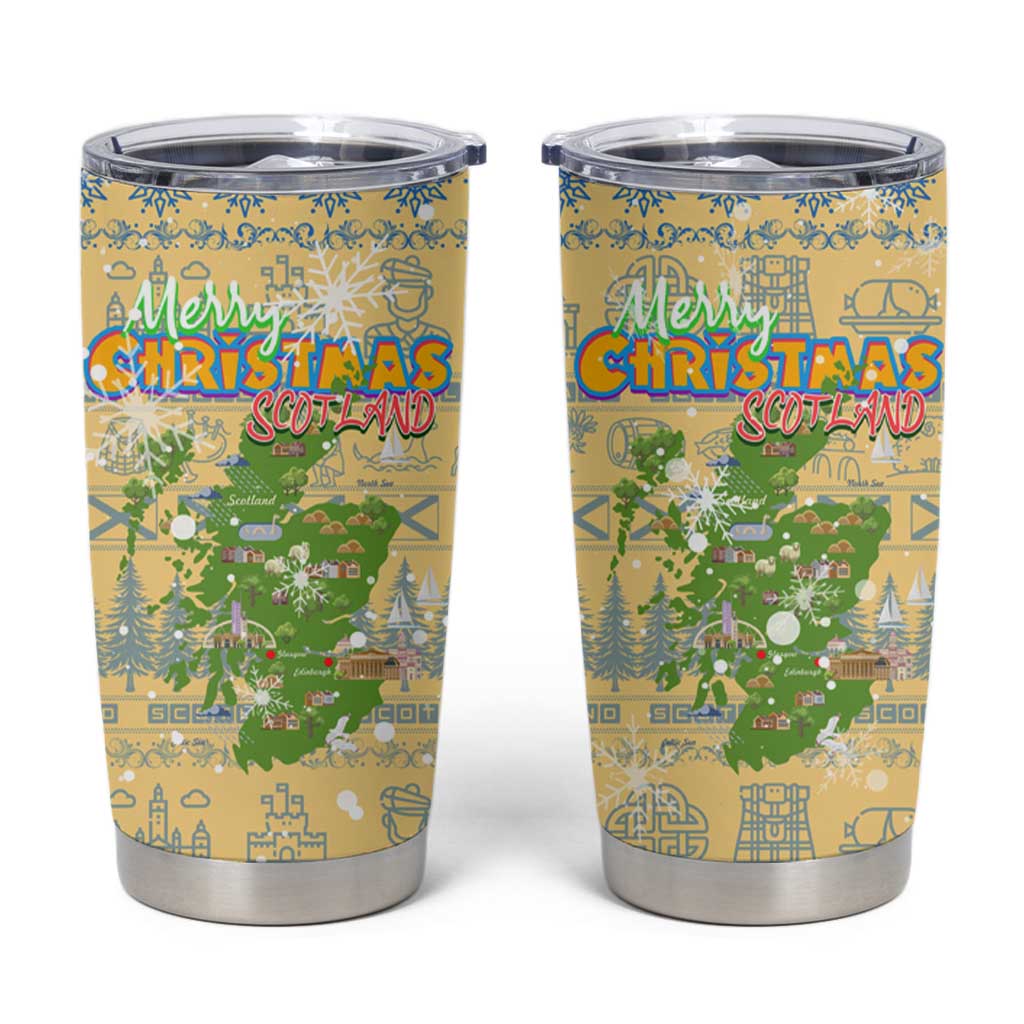 Merry Christmas Scotland Tumbler Cup Xmas Travel Map - Wonder Print Shop
