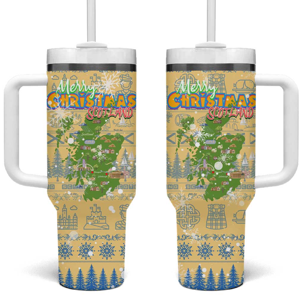 Merry Christmas Scotland Tumbler With Handle Xmas Travel Map - Wonder Print Shop