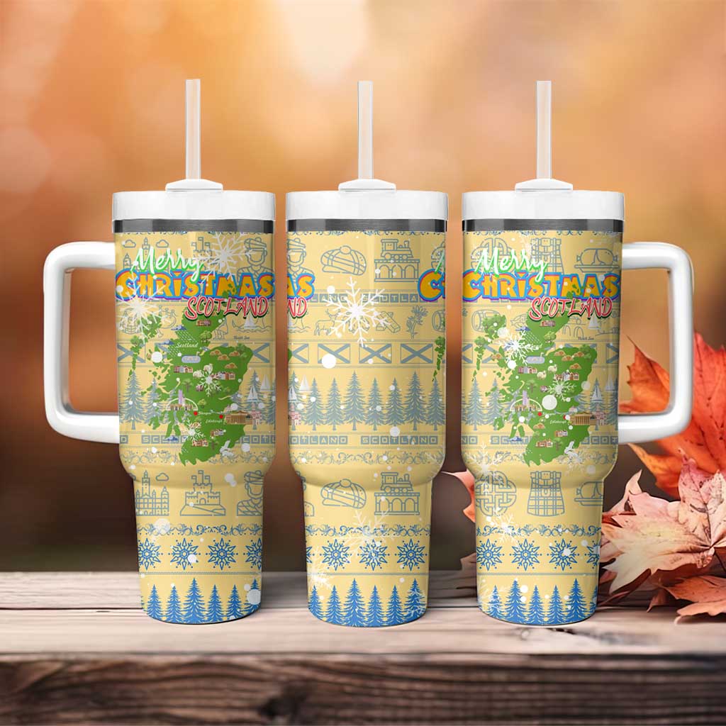 Merry Christmas Scotland Tumbler With Handle Xmas Travel Map - Wonder Print Shop