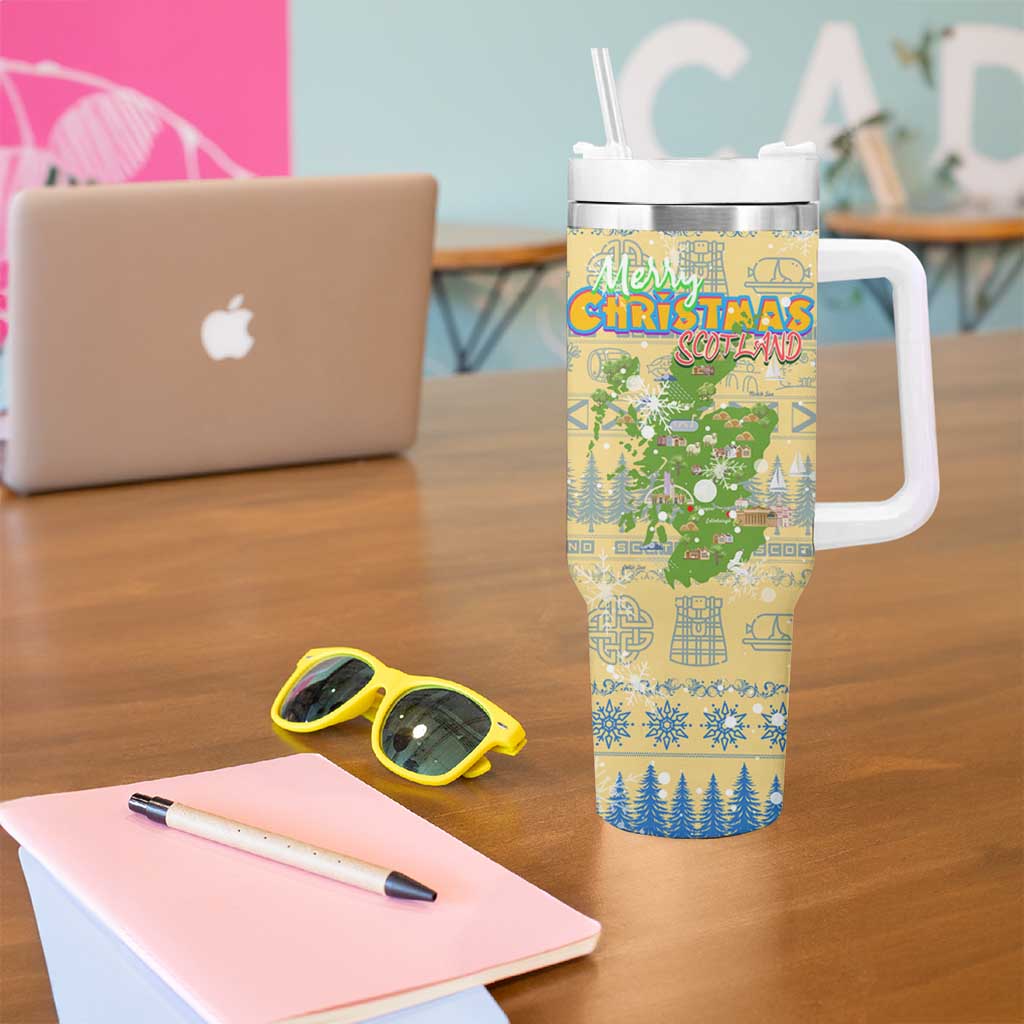 Merry Christmas Scotland Tumbler With Handle Xmas Travel Map - Wonder Print Shop