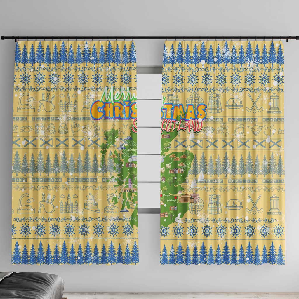 Merry Christmas Scotland Window Curtain Xmas Travel Map - Wonder Print Shop