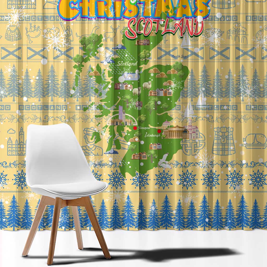 Merry Christmas Scotland Window Curtain Xmas Travel Map - Wonder Print Shop