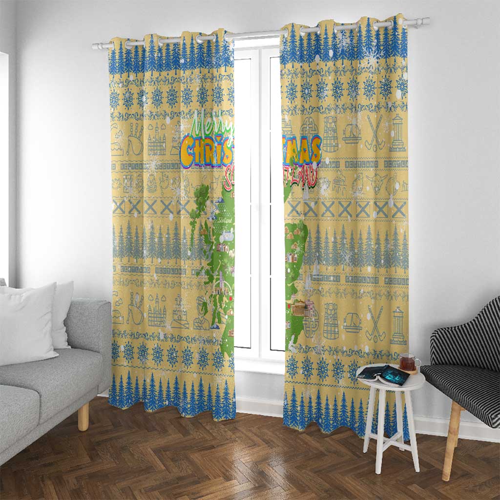 Merry Christmas Scotland Window Curtain Xmas Travel Map - Wonder Print Shop