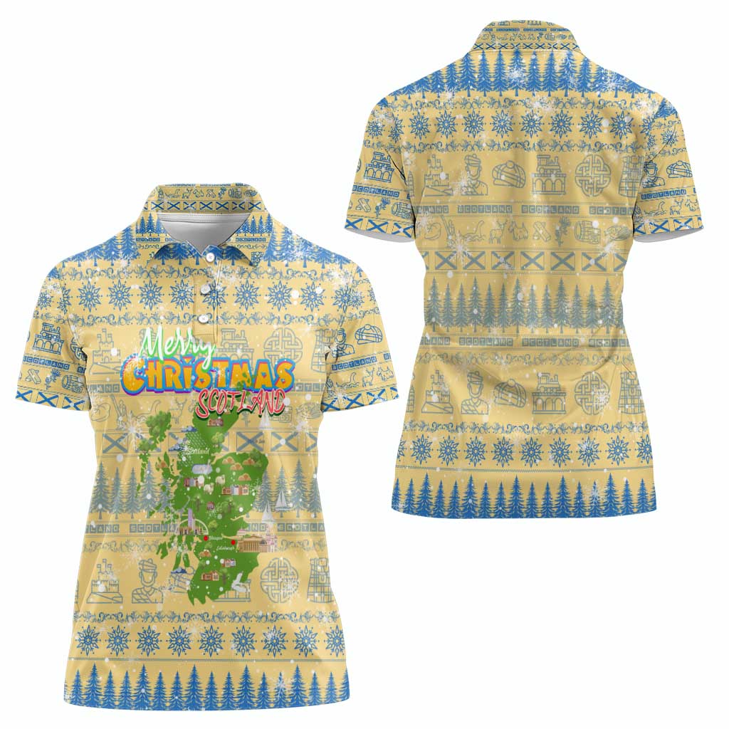 Merry Christmas Scotland Women Polo Shirt Xmas Travel Map - Wonder Print Shop