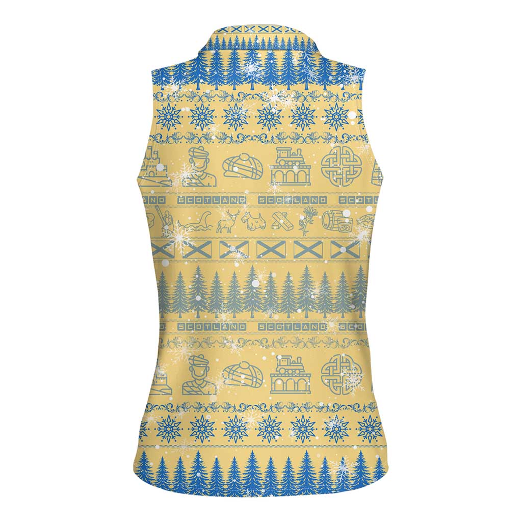 Merry Christmas Scotland Women Sleeveless Polo Shirt Xmas Travel Map - Wonder Print Shop