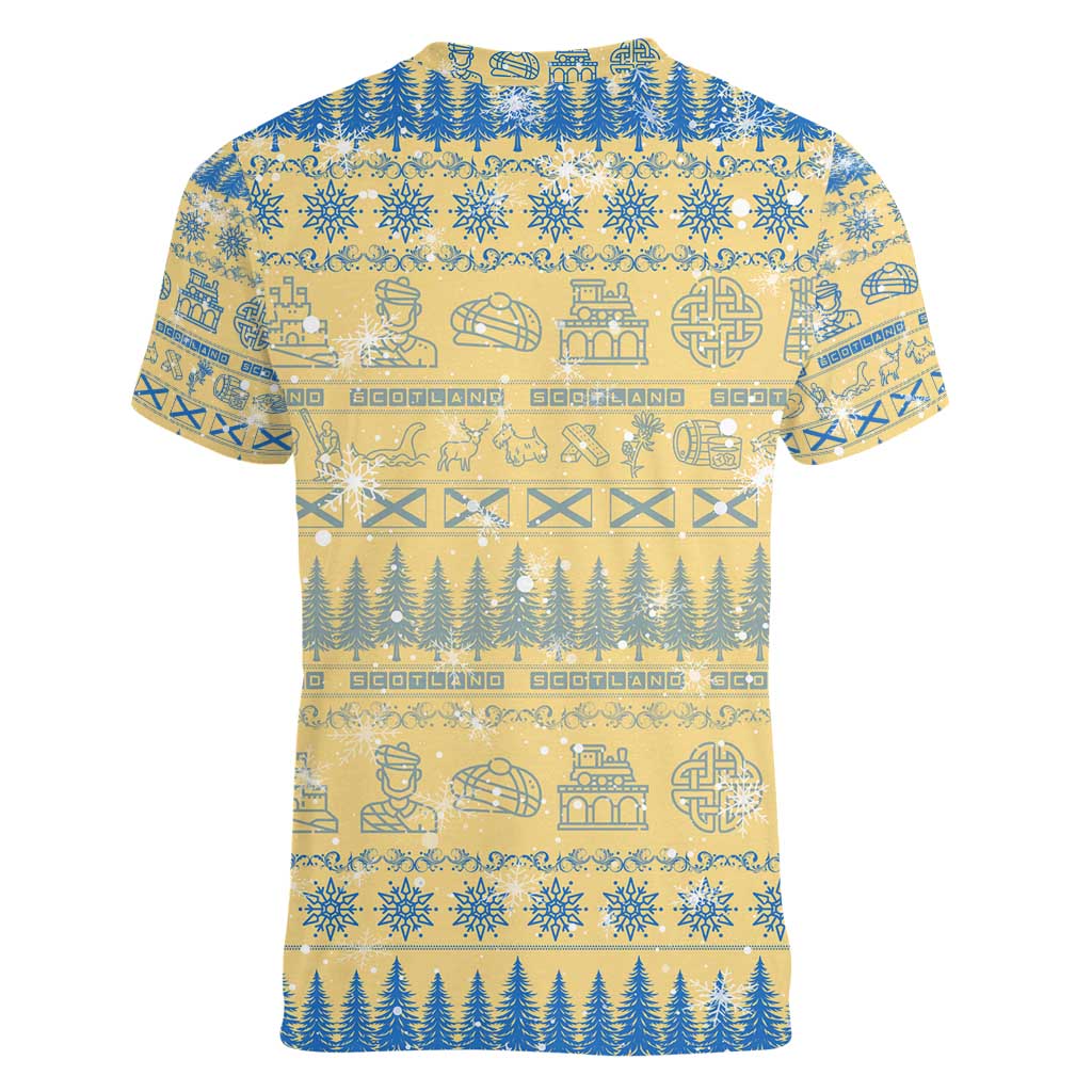 Merry Christmas Scotland Women V-Neck T-Shirt Xmas Travel Map - Wonder Print Shop