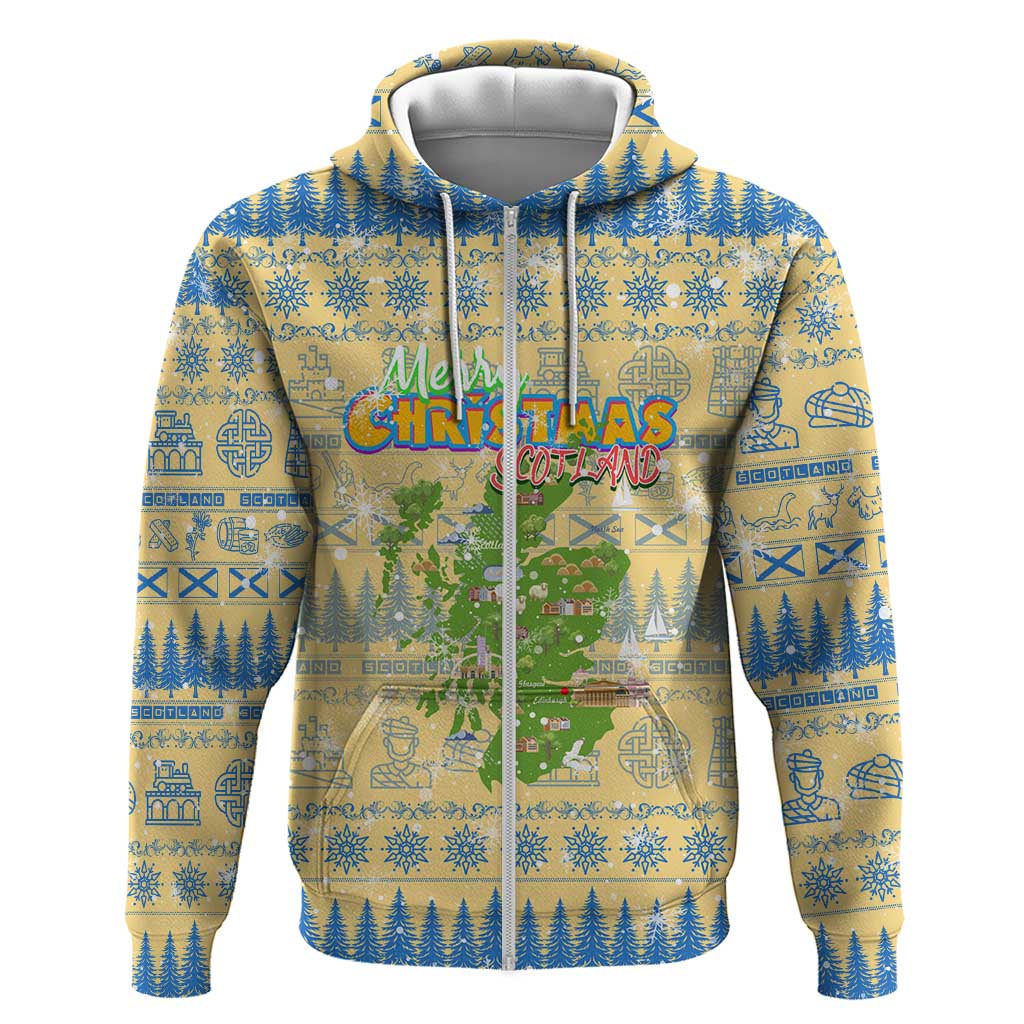 Merry Christmas Scotland Zip Hoodie Xmas Travel Map - Wonder Print Shop