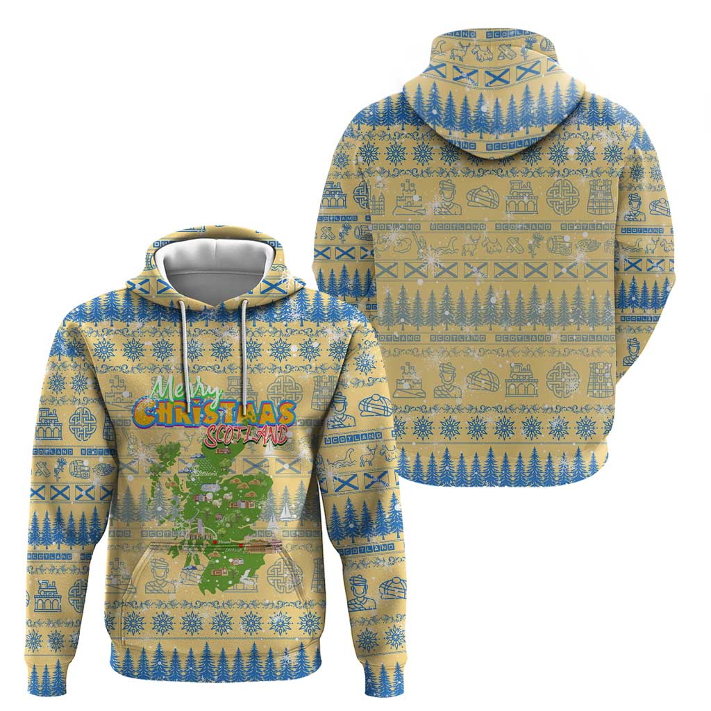 Merry Christmas Scotland Zip Hoodie Xmas Travel Map - Wonder Print Shop