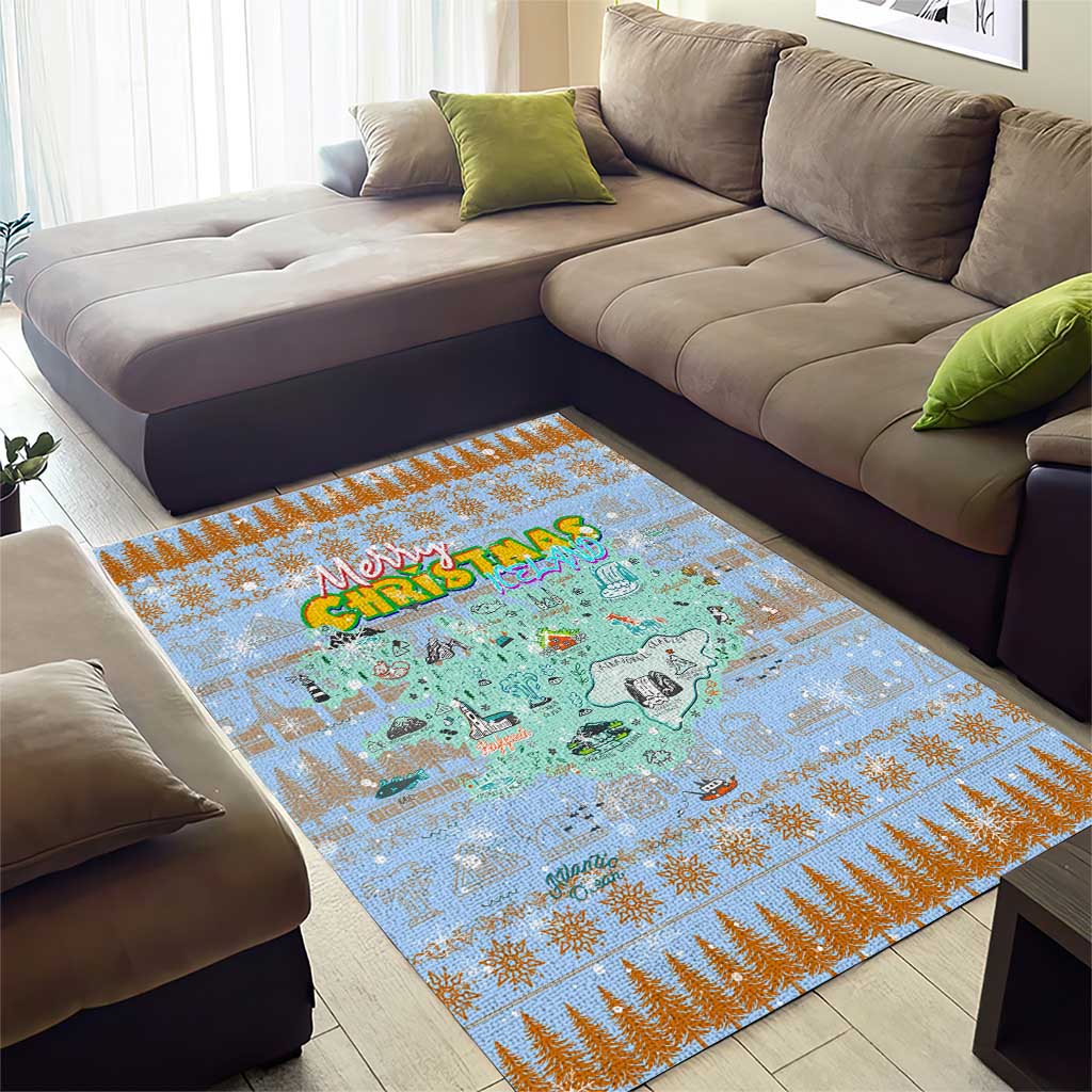 Merry Christmas Iceland Area Rug Xmas Travel Map - Wonder Print Shop