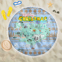 Merry Christmas Iceland Beach Blanket Xmas Travel Map - Wonder Print Shop