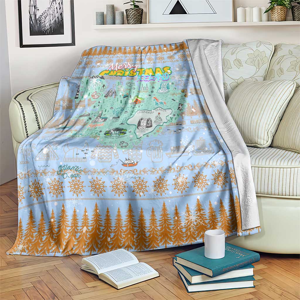 Merry Christmas Iceland Blanket Xmas Travel Map - Wonder Print Shop