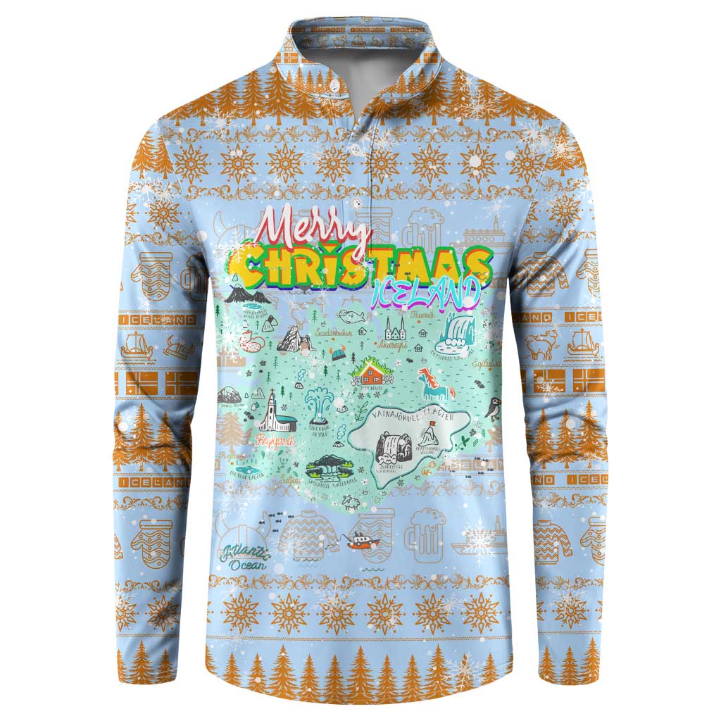 Merry Christmas Iceland Button Sweatshirt Xmas Travel Map - Wonder Print Shop